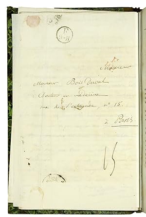 A letter dated Paris, le 5 mars, 1836 signed by Dejean to 'Mon cher Boisduval' and a letter signe...