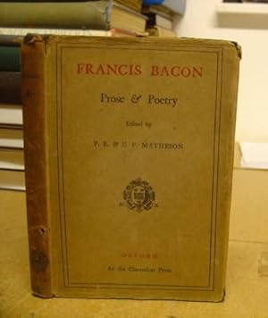 Seller image for Francis Bacon - Selections, With Essays By Macaulay And S R Gardiner [ Poetry And Prose ] for sale by Eastleach Books