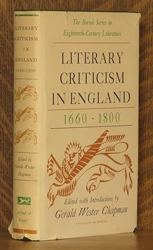 Imagen del vendedor de LITERARY CRITICISM IN ENGLAND, 1660-1800 a la venta por Andre Strong Bookseller