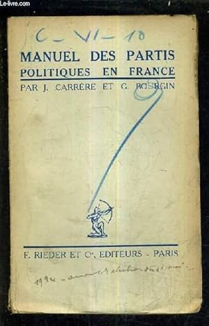 Seller image for MANUEL DES PARTIS POLITIQUES EN FRANCE. for sale by Le-Livre