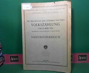 Die Ergebnisse der österreichischen Volkszählung vom 22.März 1934 - Niederösterreich.