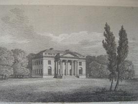 An Original Antique Engraved Illustration of Chilton Lodge in Wiltshire from The Beauties of Engl...