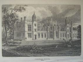 An Original Antique Engraved Illustration of Corsham House in Wiltshire from The Beauties of Engl...