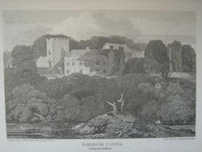 An Original Antique Engraved Illustration of Farleigh Castle in Somersetshire from The Beauties o...