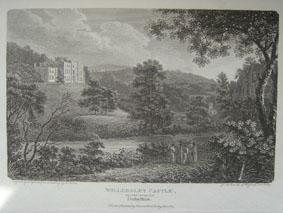 An Original Antique Engraved Illustration of Willersley Castle in Derbyshire from The Beauties of...