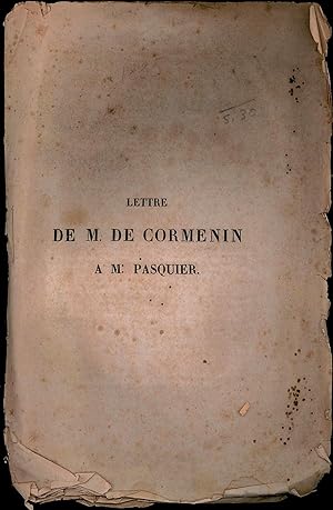 Bild des Verkufers fr LETTRE DE M.DE CORMENIN  M.PASQUIER, ext. de La nouvelle Minerve (8e livraison) zum Verkauf von La Memoire du Droit