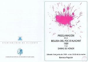 PROGRAMA PROCLAMACION DE LA BELLESA DEL FOC D'ALACANT, 1989 Y SUS DAMAS DE HONOR - Bellesa del Fo...