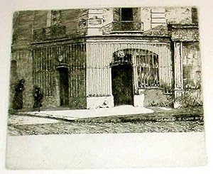 Bild des Verkufers fr Trs belle eau-forte originale "Au Soleil d'Or, rue du Poitou". zum Verkauf von JOIE DE LIRE