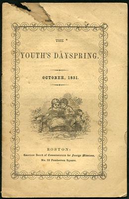 Image du vendeur pour The Youth's Dayspring. Vol. II. October, 1851. No. 10 mis en vente par Kaaterskill Books, ABAA/ILAB