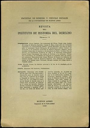 Image du vendeur pour Revista del Instituto de Historia del Derecho. Numero 9 mis en vente par Kaaterskill Books, ABAA/ILAB