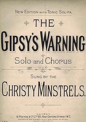 The Gipsy's ( Gypsy ' s ) Warning Solo & Chorus with Tonic Sol-fa - Vintage Sheet Music - Christy...