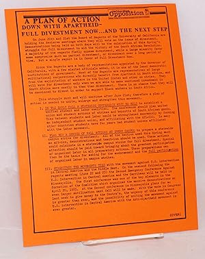 Seller image for A plan of action: Down with Apartheid - full divestment now. and the next step [handbill] for sale by Bolerium Books Inc.