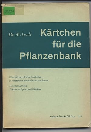 Imagen del vendedor de Krtchen fr die Pflanzenbank. ber 400 vorgedruckte Anschriften zu verbreiteten Bltenpflanzen und Farnen. a la venta por Antiquariat Bookfarm