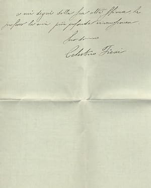 Lettera manoscritta autografa firmata, su due facciate, datata Torino 26-1-16. "Illustre Professo...
