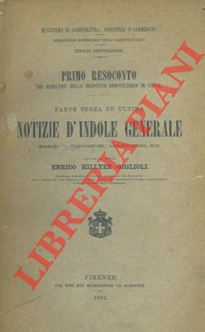 Bild des Verkufers fr Primo resoconto dei risultati della inchiesta ornitologica in Italia. Parte terza ed ultima. Notizie d'indole generale. Migrazioni, nidificazione, alimentazione, ecc. zum Verkauf von Libreria Piani