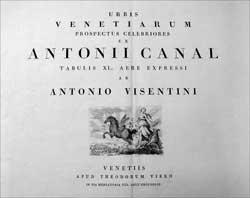 Title page of "Urbis Venetiarum, Prospectus Celebriores ex Antonii Canal".