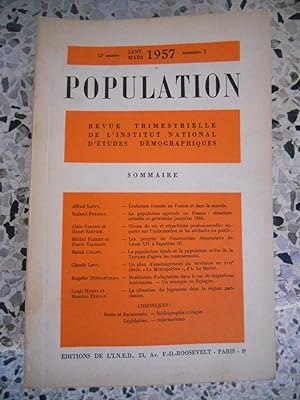 Bild des Verkufers fr Population - Revue trimestrielle de l'institut national d'etudes demographiques - 1957 - Numero 1 zum Verkauf von Frederic Delbos