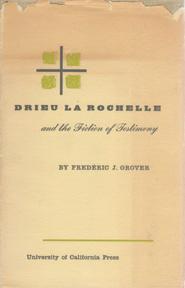 Seller image for Drieu La Rouchelle and the Fiction of Testimony for sale by Sutton Books