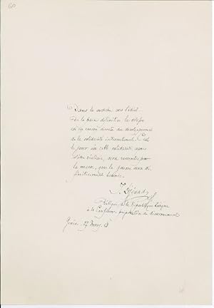 Autograph quotation signed ("P. Djevad, Gl."). In French.