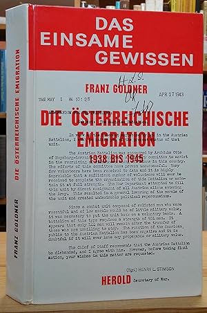 Imagen del vendedor de Die sterreichische Emigration 1938 bis 1945 a la venta por Stephen Peterson, Bookseller