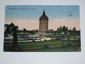 AK / Postkarte, Mannheim. Wasserturm mit Anlagen
