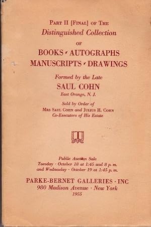 Catalogue: Part II (Final) of the Distinguished Collection of Books - Autographs - Manuscripts - ...