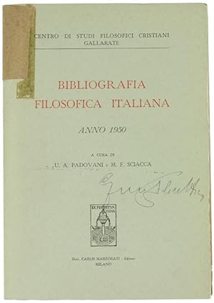 BIBLIOGRAFIA FILOSOFICA ITALIANA - Anno 1950.: