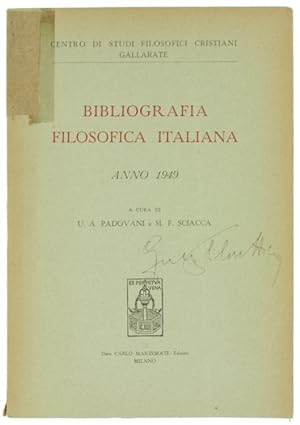 Seller image for BIBLIOGRAFIA FILOSOFICA ITALIANA - Anno 1949.: for sale by Bergoglio Libri d'Epoca