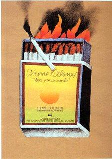 Image du vendeur pour NOTES POUR UN INCENDIE (NOTES FOR A FIRE) GALERIE MARQUET, PARIS, 1975 (SIGNED BY ETIENNE DELESSERT) Silkscreen Exhibition Poster. 75 x 50 cm = USA: 27 1/2" x 19 3/4"poster. mis en vente par Shepardson Bookstall