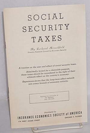 Image du vendeur pour Social security taxes mis en vente par Bolerium Books Inc.