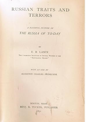 Russian Traits and Terrors a Faithful Picture of the Russia of To-Day by  Lanin, E.B. with an ode by Algernon C Swinburne.: Very Good Hardcover  (1891) 1st Edition | Ocean Tango Books