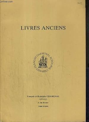 Seller image for CATALOGUE - LIVRES ANCIENS - NOVEMBRE 1989. for sale by Le-Livre