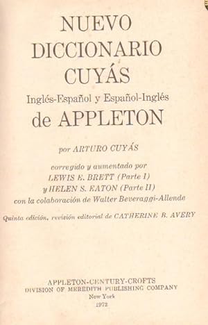 NUEVO DICCIONARIO CUYAS DE APPLETON. INGLES-ESPAÑOL Y ESPAÑOL-INGLES