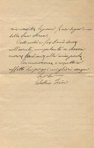 Lettera manoscritta autografa firmata, su due facciate, datata Pisa, 21 maggio 1915. Nome del des...