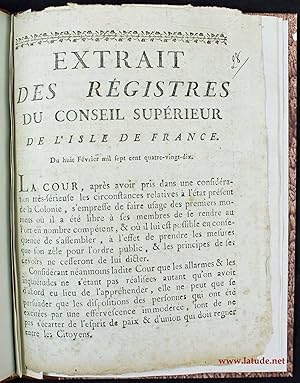 Extrait des registres du conseil supérieur de l'Isle de France