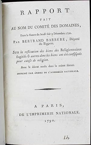Rapport fait au nom du comité des Domaines, dans la séance du 9 décembre 1790. Sur la restitution...