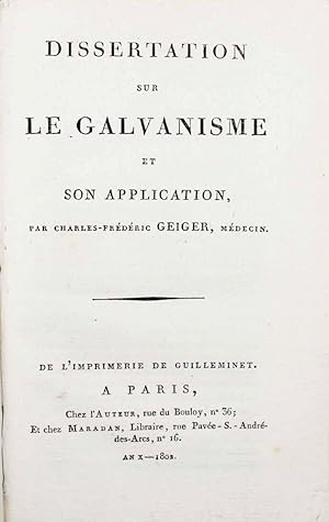 Dissertation sur le galvanisme et son application