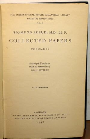 Seller image for THE COLLECTED PAPERS OF SIGMUND FREUD VOLUME II:CLINICAL PAPERS - PAPERS ON TECHNIQUE for sale by RON RAMSWICK BOOKS, IOBA