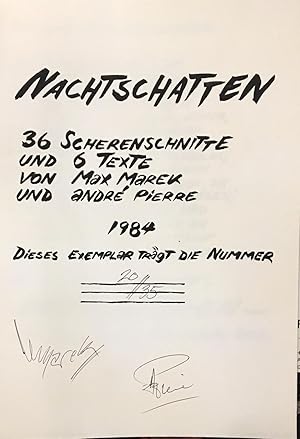 Imagen del vendedor de Nachtschatten. 36 Scherenschnitte und 6 Texte von Max Marek und Andr Pierre a la venta por Gaabooks