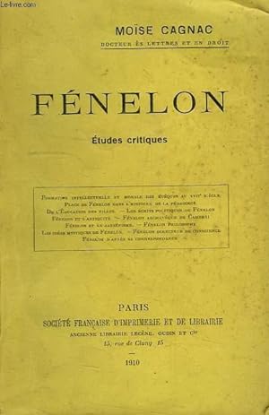 Bild des Verkufers fr FENELON, ETUDES CRITIQUES zum Verkauf von Le-Livre