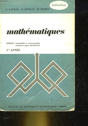 Seller image for MATHEMATIQUES - 1 ANNEE for sale by Le-Livre