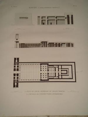 DESCRIPTION DE L'EGYPTE. Edfou (Apollinopolis magna). Plan et coupe générale du grand temple, Dét...