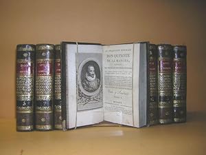 Bild des Verkufers fr [Quijote] El ingenioso Hidalgo Don Quixote de la Mancha. Nueva edicin, conforme en todo a la de la Real Academia Espaola, hecha en Madrid en 1782. Adems del Juicio crtico o Anlisis del Quixote, el Plan cronolgico de sus viages, la Vida de Cervantes, y los documentos que la comprueban, comprendidos en la dicha edicin de la Academia, se han aadido a esta las notas crticas y curiosas al Don Quixote, escritas por el seor Pellicer, con hermosas lminas. Edicin hecha bajo la direccin de Jos Ren Masson zum Verkauf von LIBRERIA ANTICUARIA STUDIO