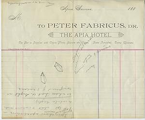 The Apia Hotel Letterhead, Samoa, ca.1880s