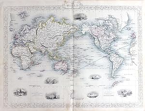 The World on Mercator's Projection, antique map with vignette views