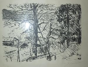 Frühling am Walchensee. Original-Lithographie.