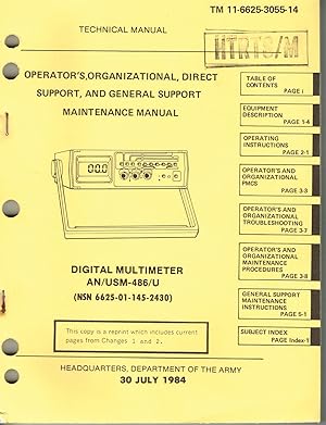 Seller image for TM 11-6625-3055-14: DIGITAL MULTIMETER, AN/USM-486/U (6625-01-145-2430) - OPERATOR'S, ORGANIZATIONAL, DIRECT SUPPORT AND GENERAL SUPPORT MAINTENANCE MANUAL with Changes 1 and 2 for sale by SUNSET BOOKS