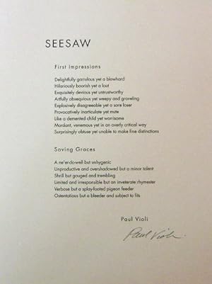 Seesaw (Signed Broadside)