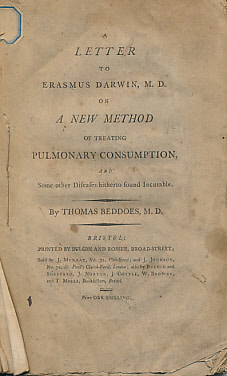 Image du vendeur pour A Letter to Erasmus Darwin, M.D. on A New Method of Treating Pulmonary Consumption, and Some Other Diseases Hitherto Found Incurable mis en vente par Barter Books Ltd