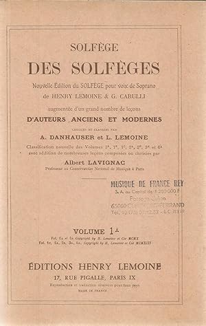 Solfège - Des Solfèges - nouvelle édition pour voix de Soprano de Henry Lemoine & G. Carulli - Vo...